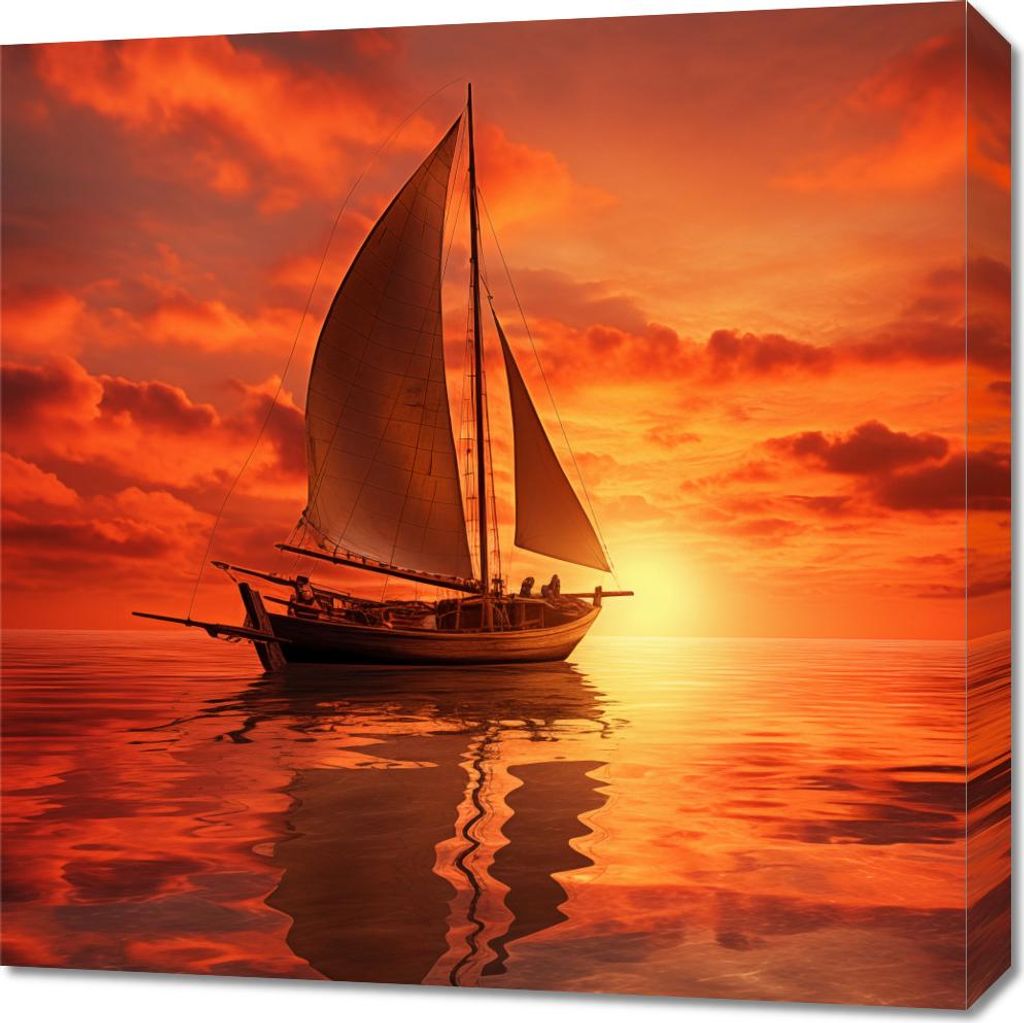 Bild 60x60cm Unter den Segeln des Sonnenuntergangs