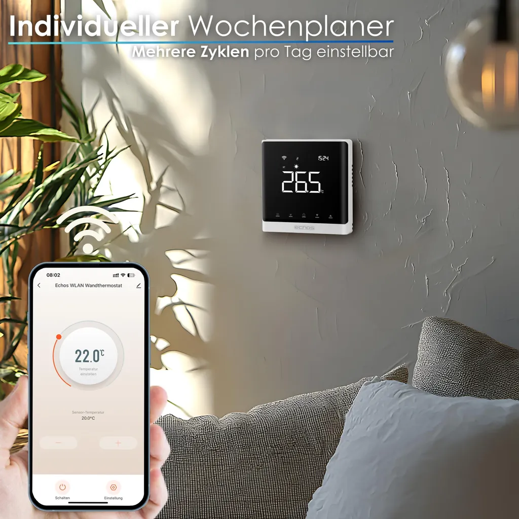 Thermostat Mural Echos Chauffage Sol WLAN Tuya Smart Life Programmable