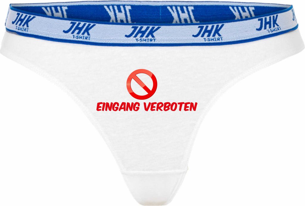 Damen Thong Slip - Boxer-0008-woman-white-h-XL - weiß - XL - hinten - Eingang verboten - Verkehrszeichen - lustiges Motiv - Spruch - Unterwäsche ...