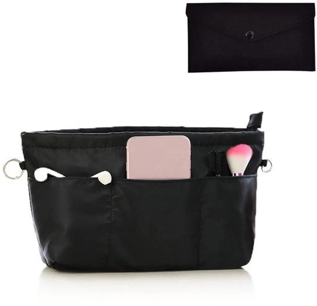 Pochette de rangement pour sac à main en nylon noir étanche format mini