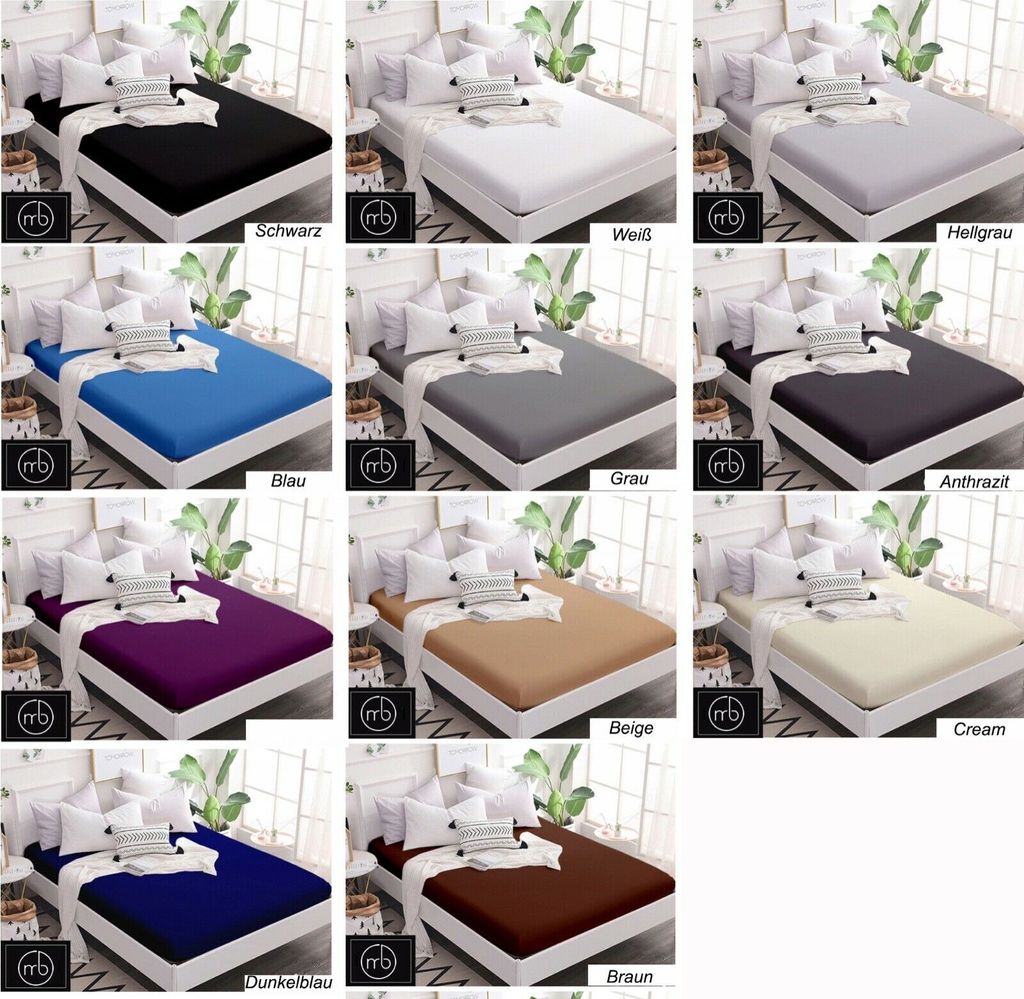 Spannbettlaken Jersey Spannbetttuch 100% Baumwolle Bettlaken Spannbettuch Laken, Farbe:Beige, Größe:200 x 220 cm