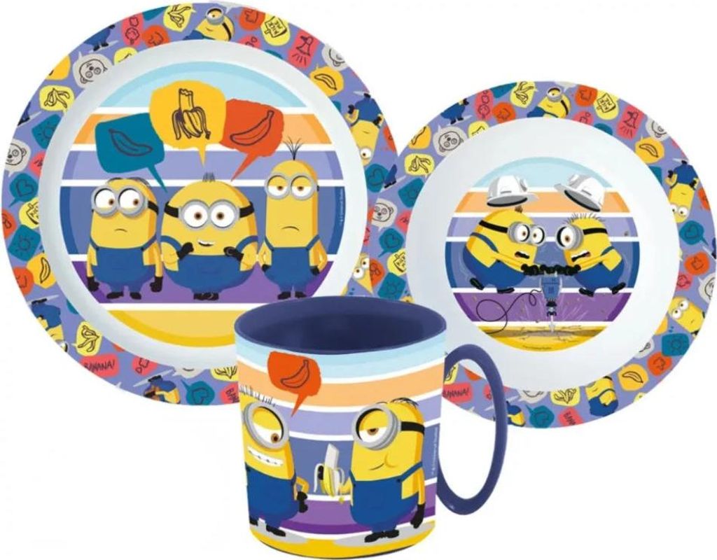 Die Minions Kinder Geschirr-Set 3 teilig Becher Teller Schüssel