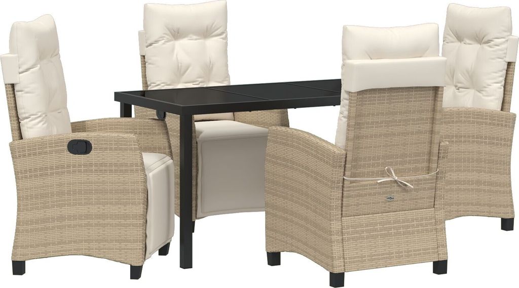 Möbel 5-teiliges Garten-Esszimmer-Set Sandfarben Poly-Rattan - Gartenstühle 3380444