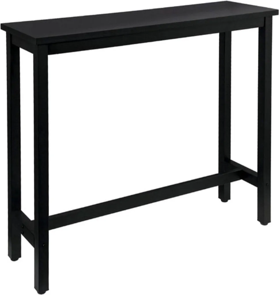 Table de Bar Rectangulaire 100x40x100 cm Structure Métal Noir et Bois