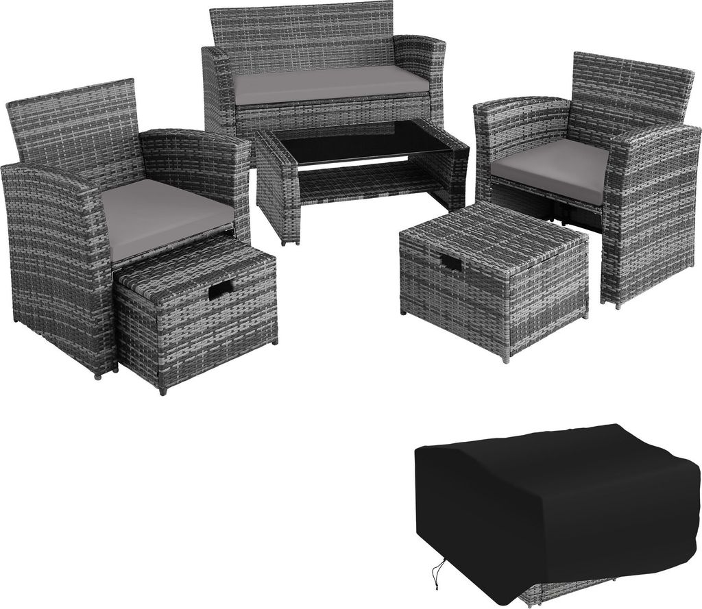 Salon de jardin Modena 3+2+1 avec housse de protection - Image du produit 