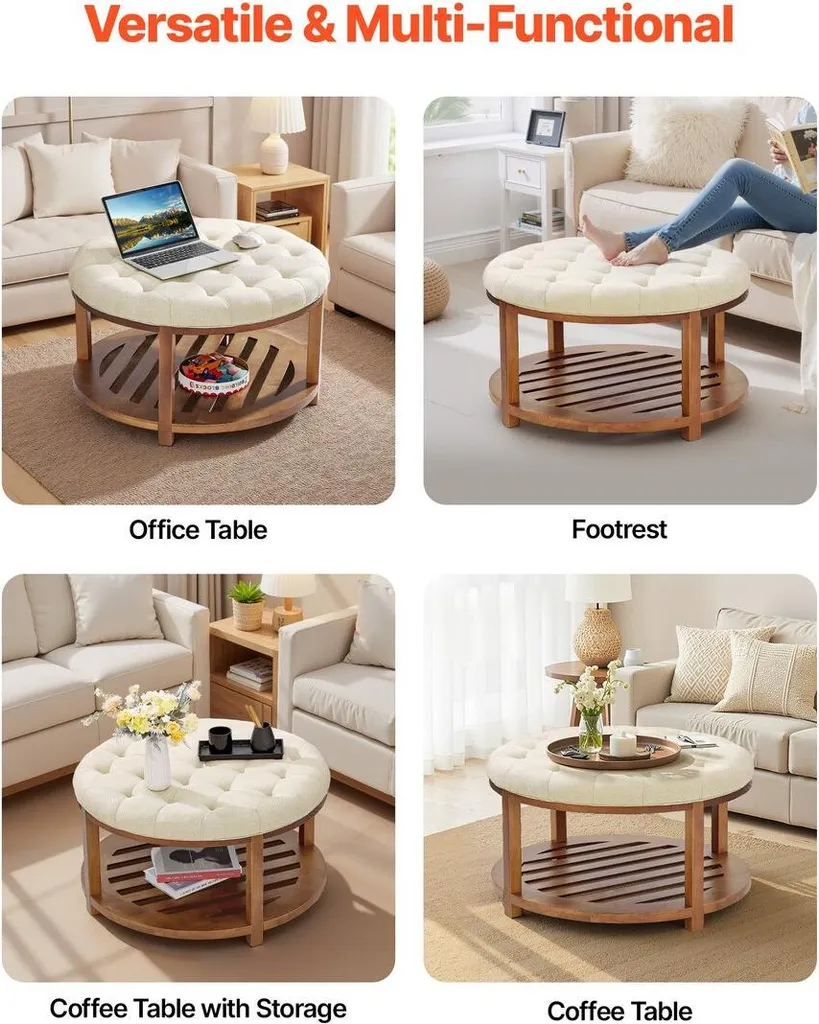 Optimisez votre espace : table basse ottomane avec rangement intégré
