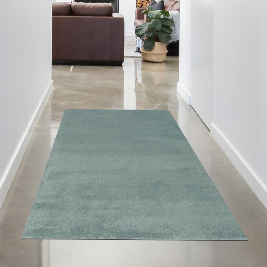 Teppich modern Uni elegant zeitlos Mint Grün Größe - 80 x 150 cm