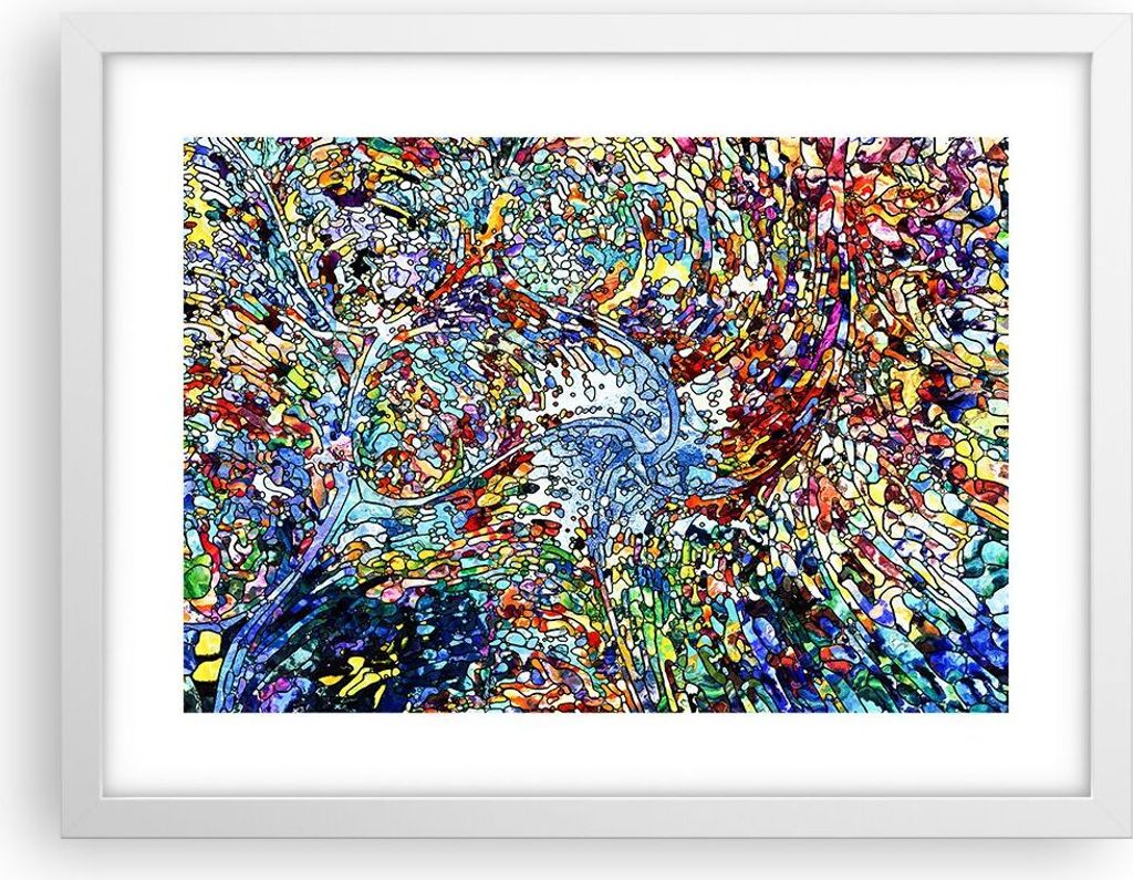Gerahmtes Poster - Weißer Rahmen - Abstraktion modern - 40x30 cm - Wand Bild - Wanddeko - Wandbilder - Kunstposter - Wandposter - Bilderrahmen - B...