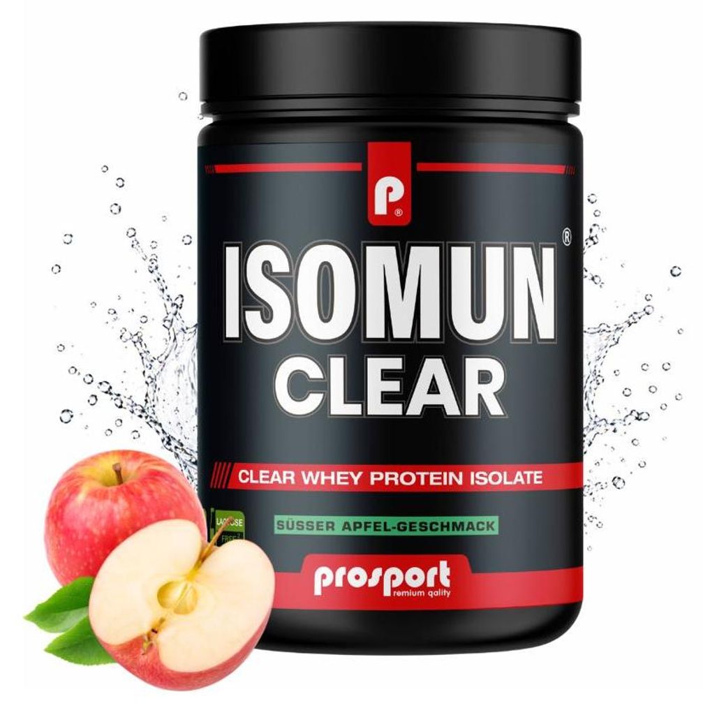 Prosport ISOMUN CLEAR Whey Isolate Protein – Erfrischendes Clear Whey - Laktosefrei - Süsser Apfel Geschmack - 400g Dose