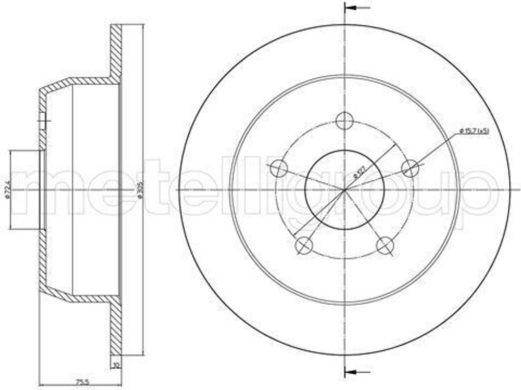 2x METELLI Bremsscheibe 23-1116C für JEEP GRAND CHEROKEE II Produktbild 