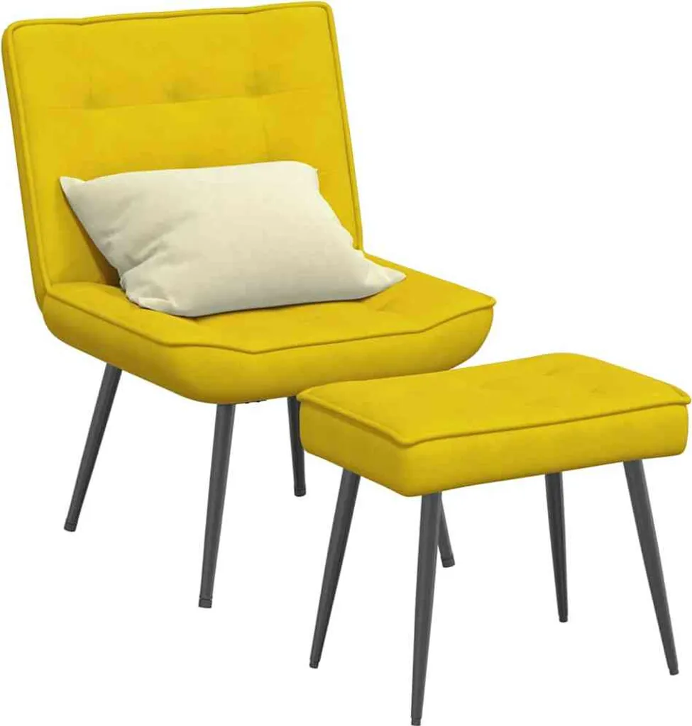 Poltrona Relax SYFAX™ in Velluto Giallo con Poggiapiedi | Comfort Premium