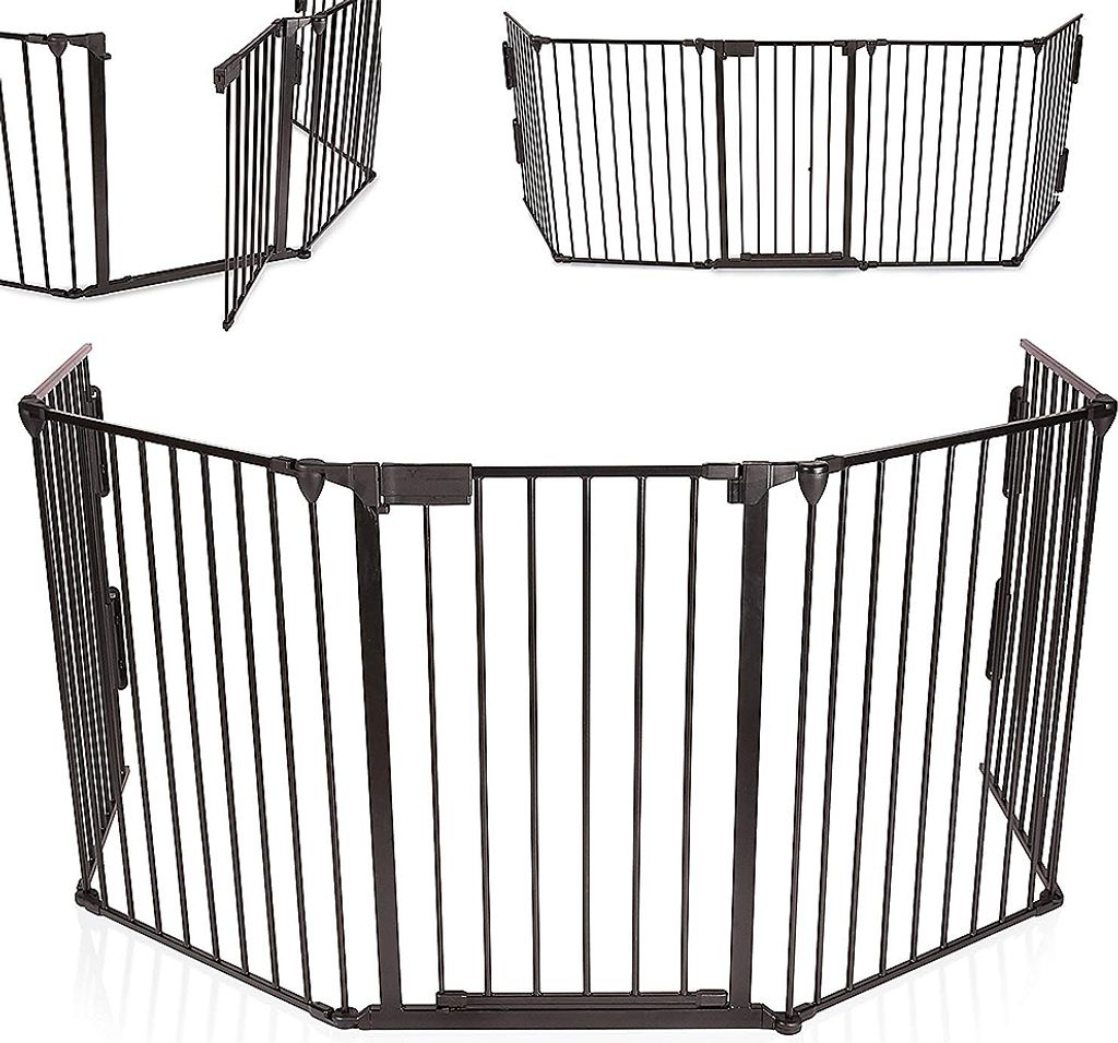 Kaminschutzgitter Kamingitter 310 x 75 cm Baby Kinderschutzgitter klappbar Schutzgitter Ofenschutzgitter Schwarz