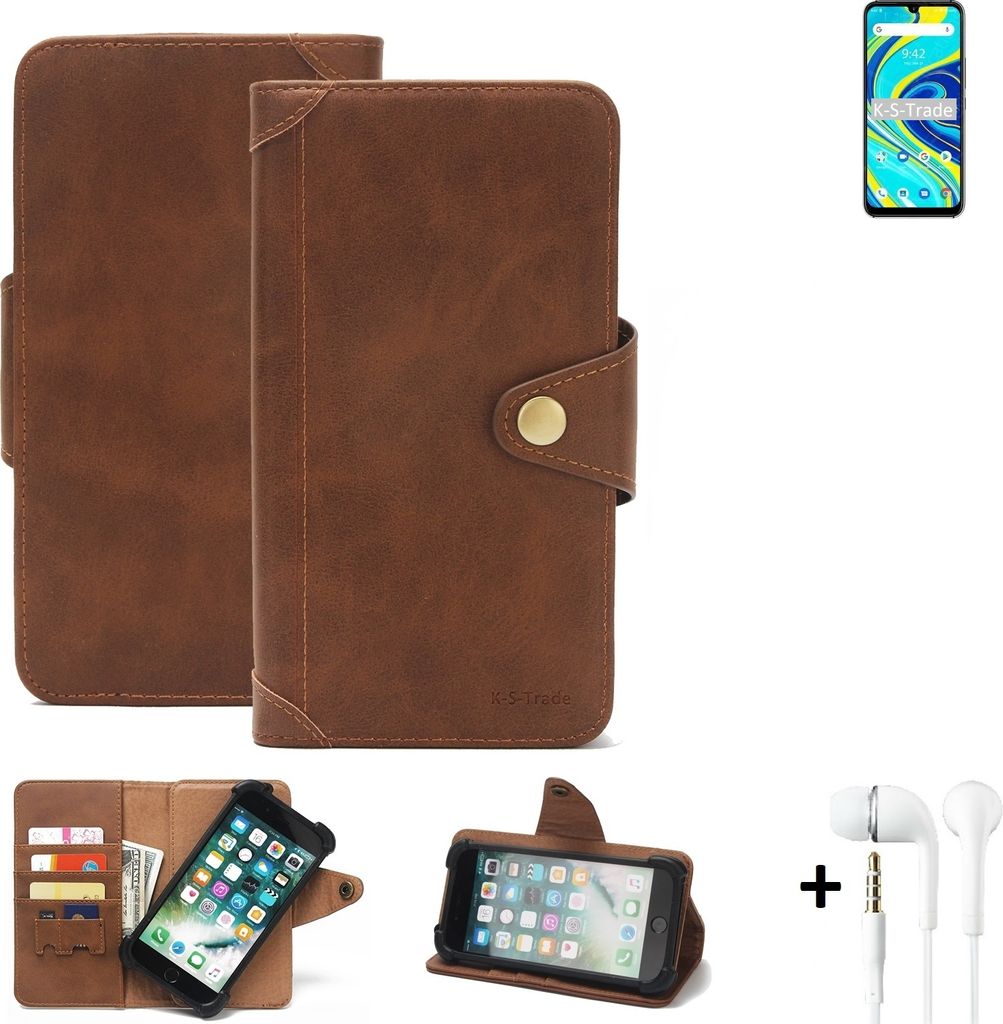 K-S-Trade Handyhülle Schutzhülle kompatibel mit UMIDIGI A7 Pro Walletcase Bookstyle Schutz Case Hülle Wallet Flipcase Cover PolyurethanBraun inkl.