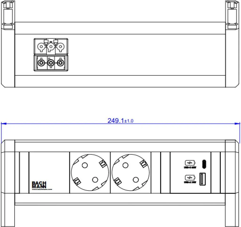 Bloc multiprise de bureau design avec USB A+C Bachmann Desk 2 blanc - 2
