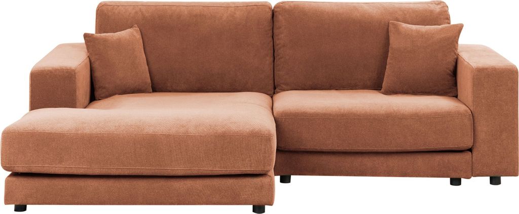 BELIANI Ecksofa Hellrot Stoff L-förmig 3-Sitzer Sofa mit Liege Chaiselongue Rechtsseitig Wohnzimmermöbel Modern Wohnzimmer Wohnecke Sitzecke