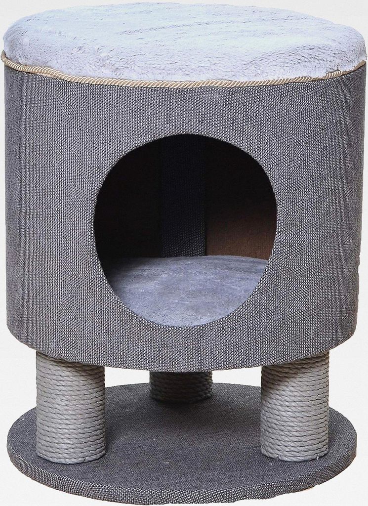 Katzen-Kratzhöhle Vincent, Ø 40 cm, Höhe48cm,Holz/Plüsch/Textilien,grau