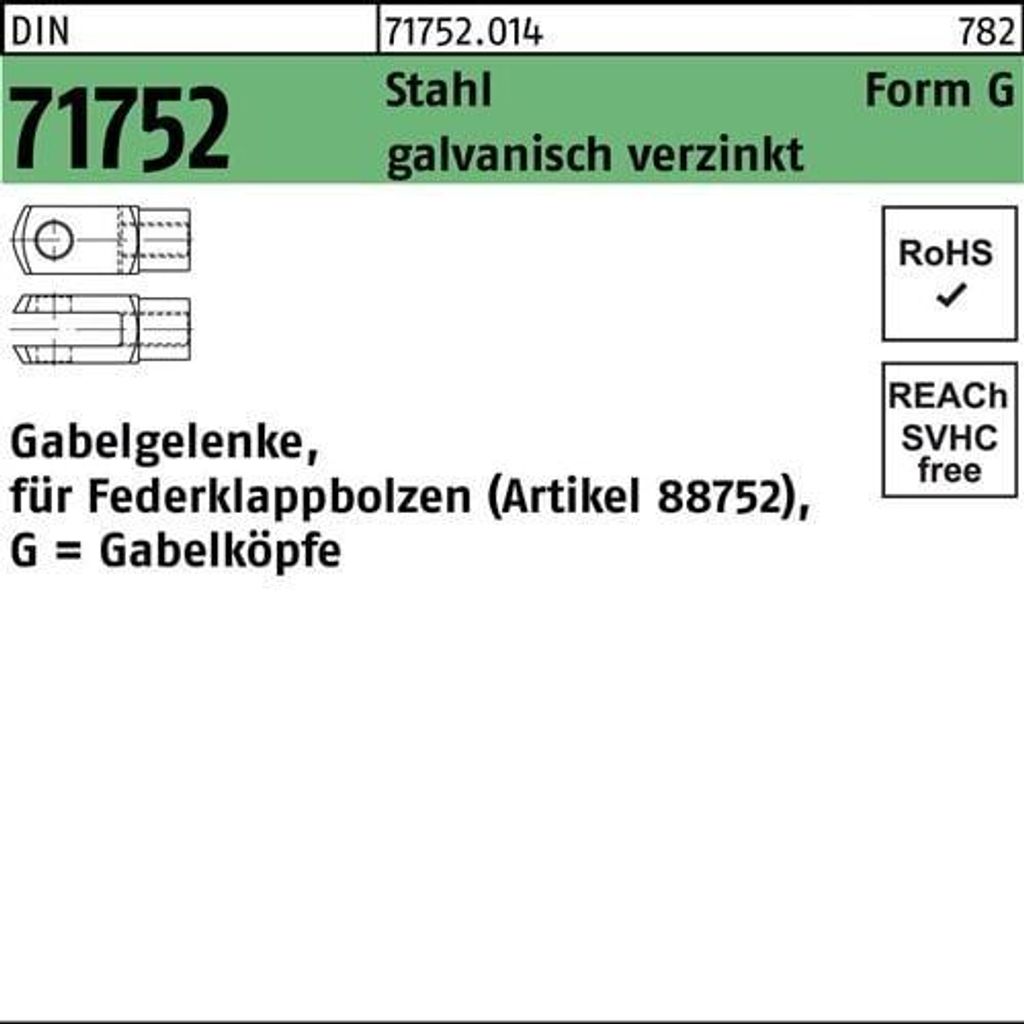 Reyher  Gabelgelenke DIN 71752 St. G 6x24 galv. vz (10 Produktbild 