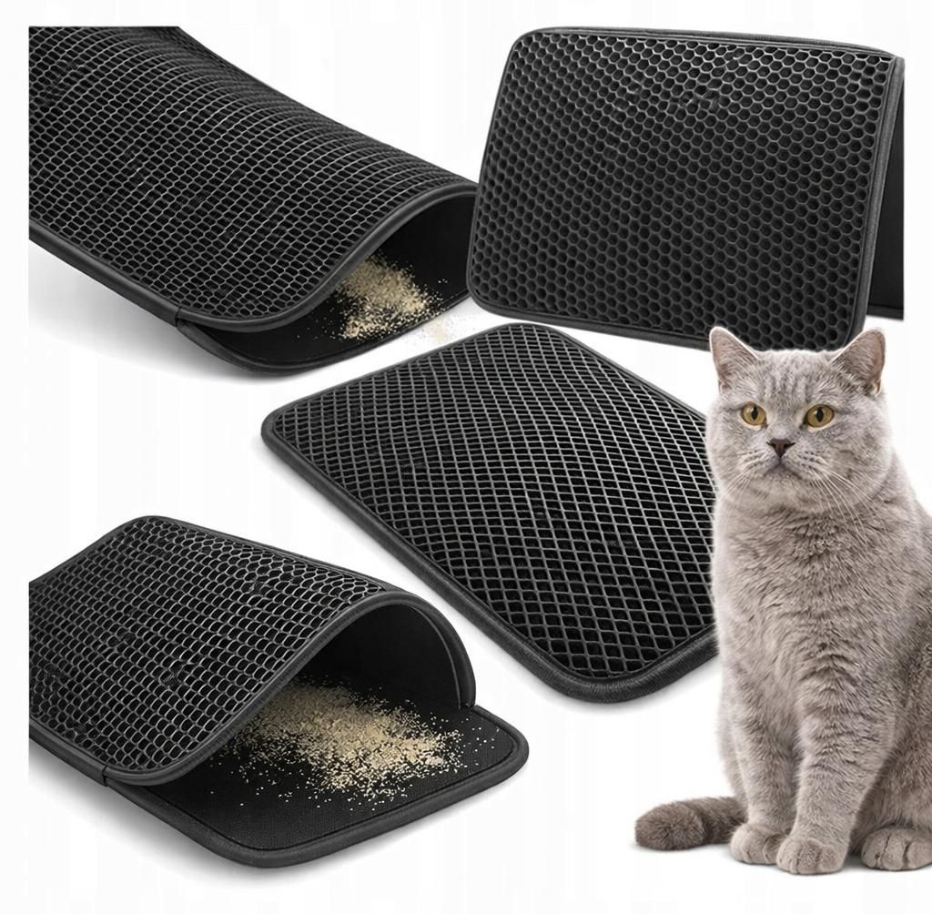 Mata Pod Kuwetę Dla Kota – Mata Dla Kotów – Czarna, 60 x 45 Zdjęcie produktu 