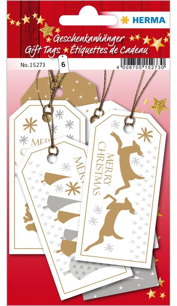 HERMA Weihnachts-Geschenkanhänger "Merry Christmas" 6 Stück