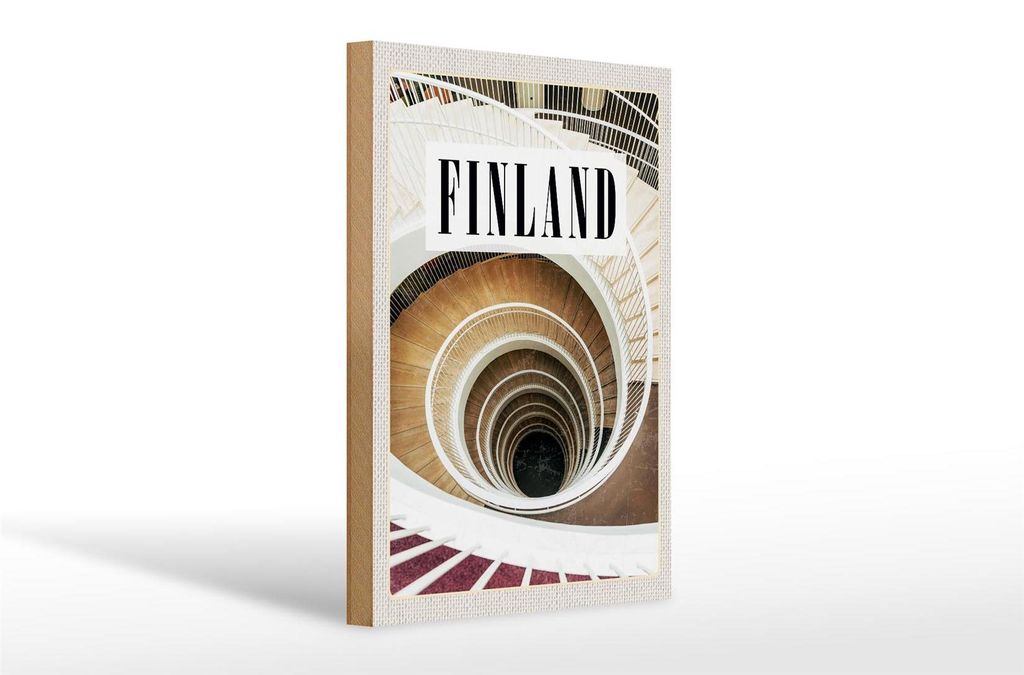 Holzschild Reise 20x30cm Finnland Treppen Gebäude Stuffen