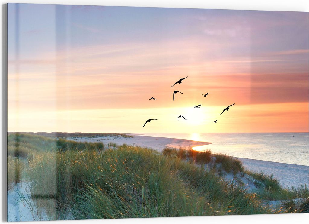 DEQORI Magnettafel Glas 90x60 cm 'Küstenpanorama' beschreibbar Whiteboard