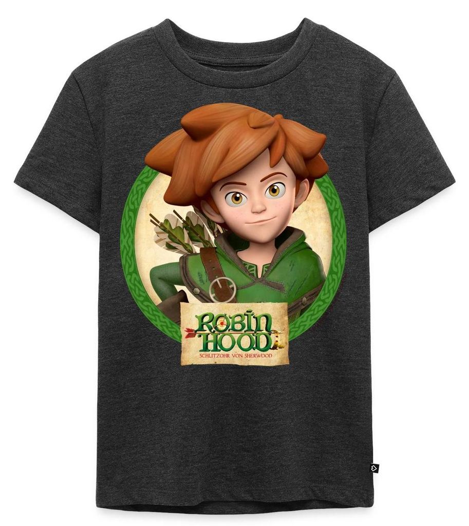 Spreadshirt Robin Hood Schlitzohr Von Sherwood Porträt Kinder Premium T-Shirt, 98/104 (2 Jahre), Anthrazit meliert