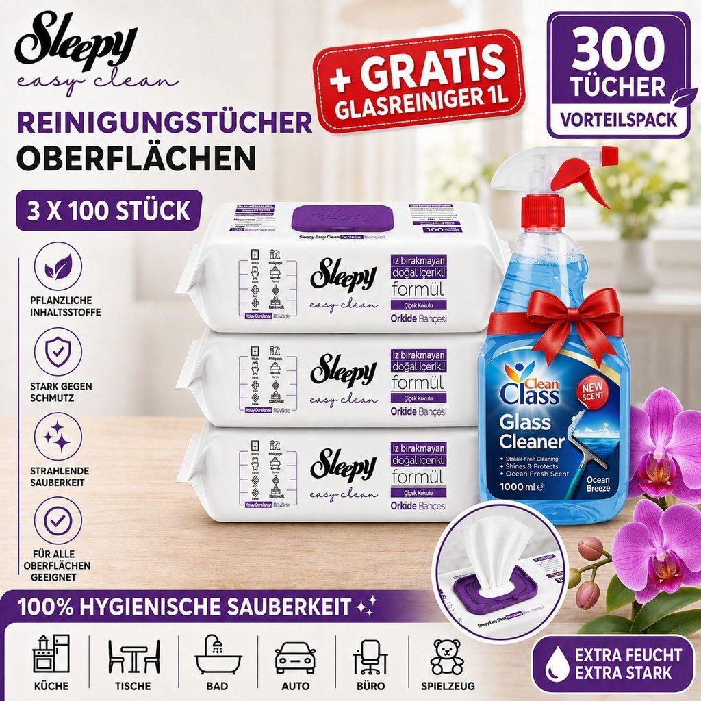 Sleepy Oberflächenreinigungstücher Orchid Garden 3er  + Immagine del prodotto 