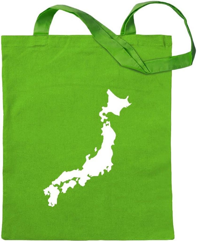 Kiwistar - Baumwolltasche - hellgrün - Japan Umriss Kontur - Tragetasche Stoffbeutel Umhängetasche Langer Henkel