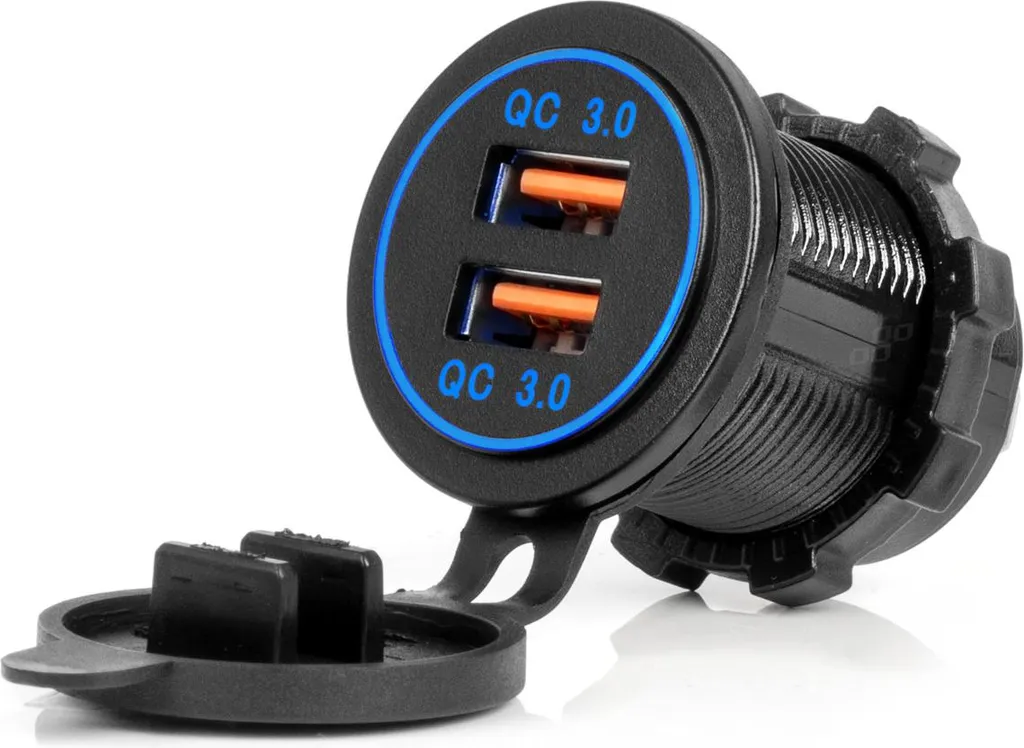 Caricatore USB Auto 12V QC3.0 AMIO-04218 - Design LED e Display