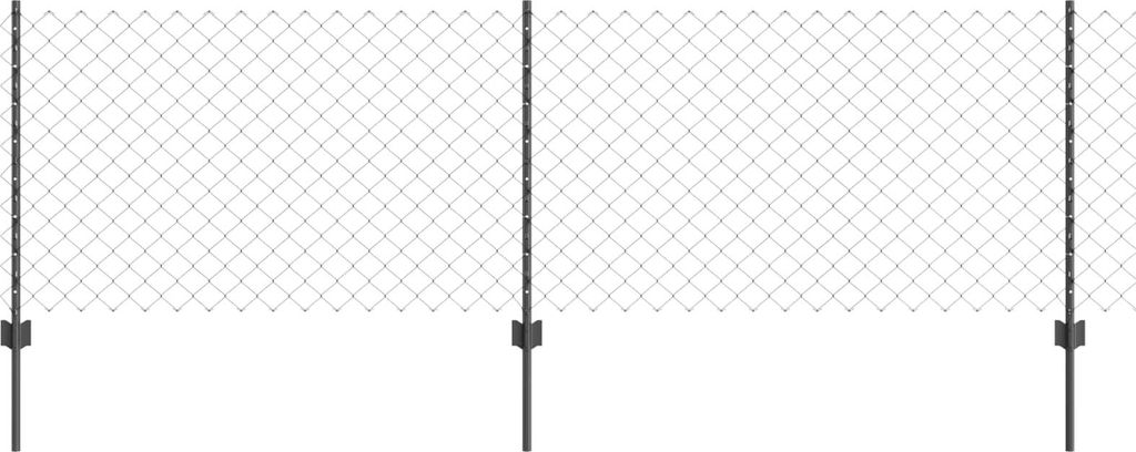 Zaun mit Pfosten Grau 0,8 x 10 m Stahl