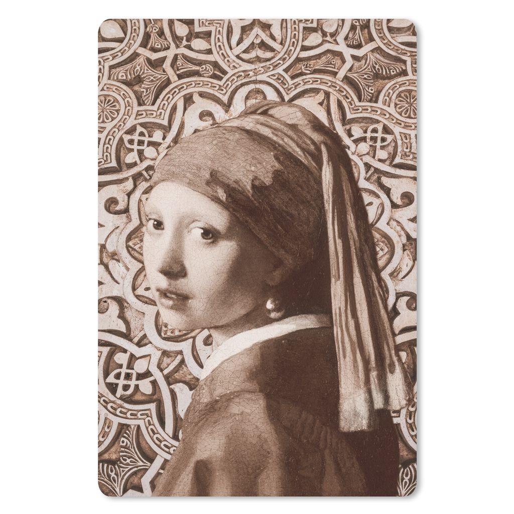 MuchoWow Mauspad Mousepad Das Mädchen mit dem Perlenohrring - Johannes Vermeer - Sepia 40x60 cm - Mousepads - Maus Mat - Pad - Mausunterlage - S...