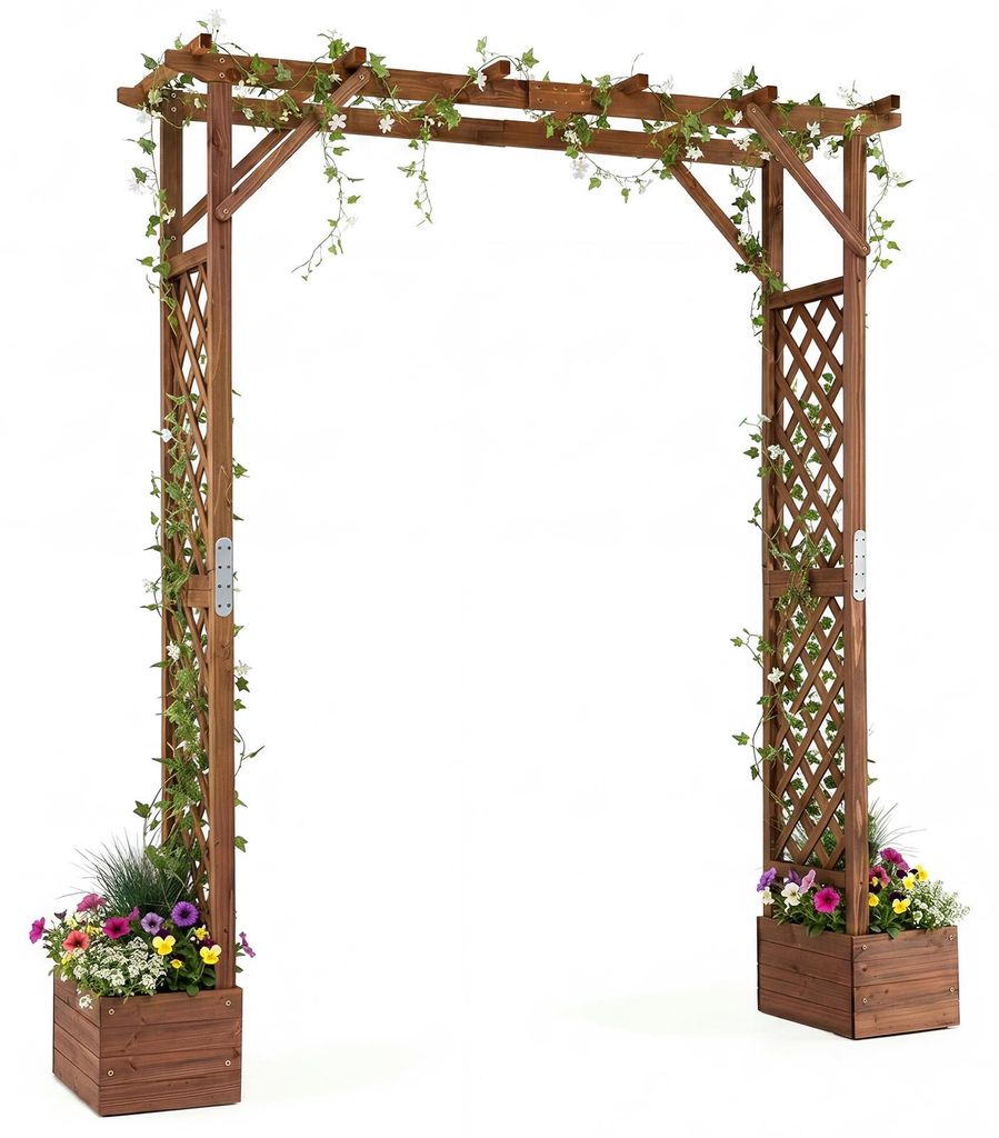 COSTWAY Rosenbogen mit 2 Blumenkästen, Gartenbogen 208 x 55 Produktbild 
