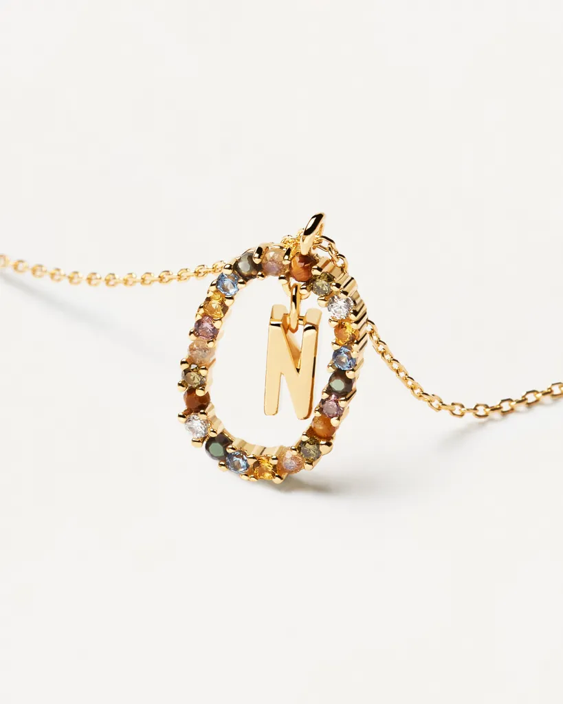 Regalo Donna: Collana con Iniziale PDPAOLA Oro e Pietre Vere