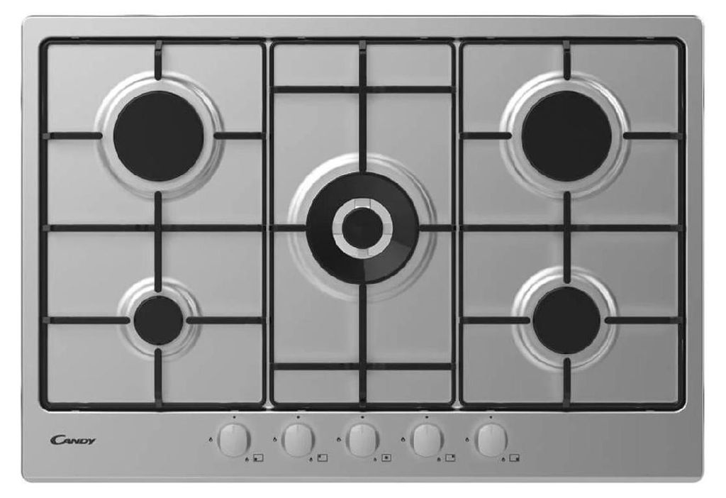 Candy Idea CHW74WX, RVS, Inbouw, 75 cm, Gas, RVS, 5 zones Productafbeelding 