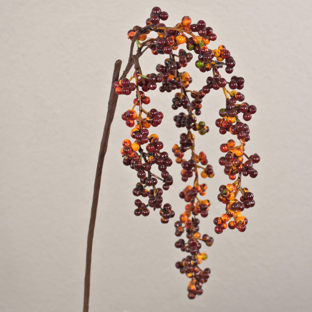 artplants.de Kunst Holunderbeeren Zweig SWANTJE, Früchte, Burgunderrot-orange, 40cm - Kunstzweig Holunderbeere