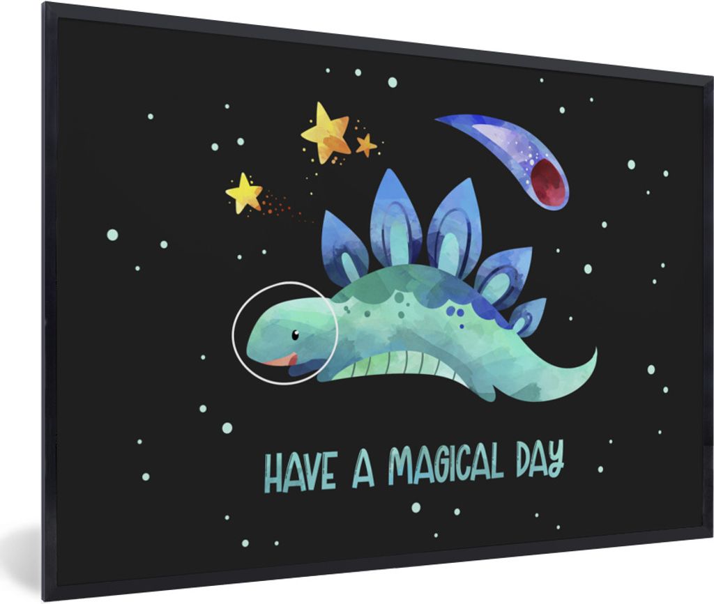 MuchoWow Gerahmtes Poster Zitate - Raum - 'Einen zauberhaften Tag' - Sprichwörter - Kind - Jungen - Mädchen - Kinder 90x60 cm - Poster mit Schw...