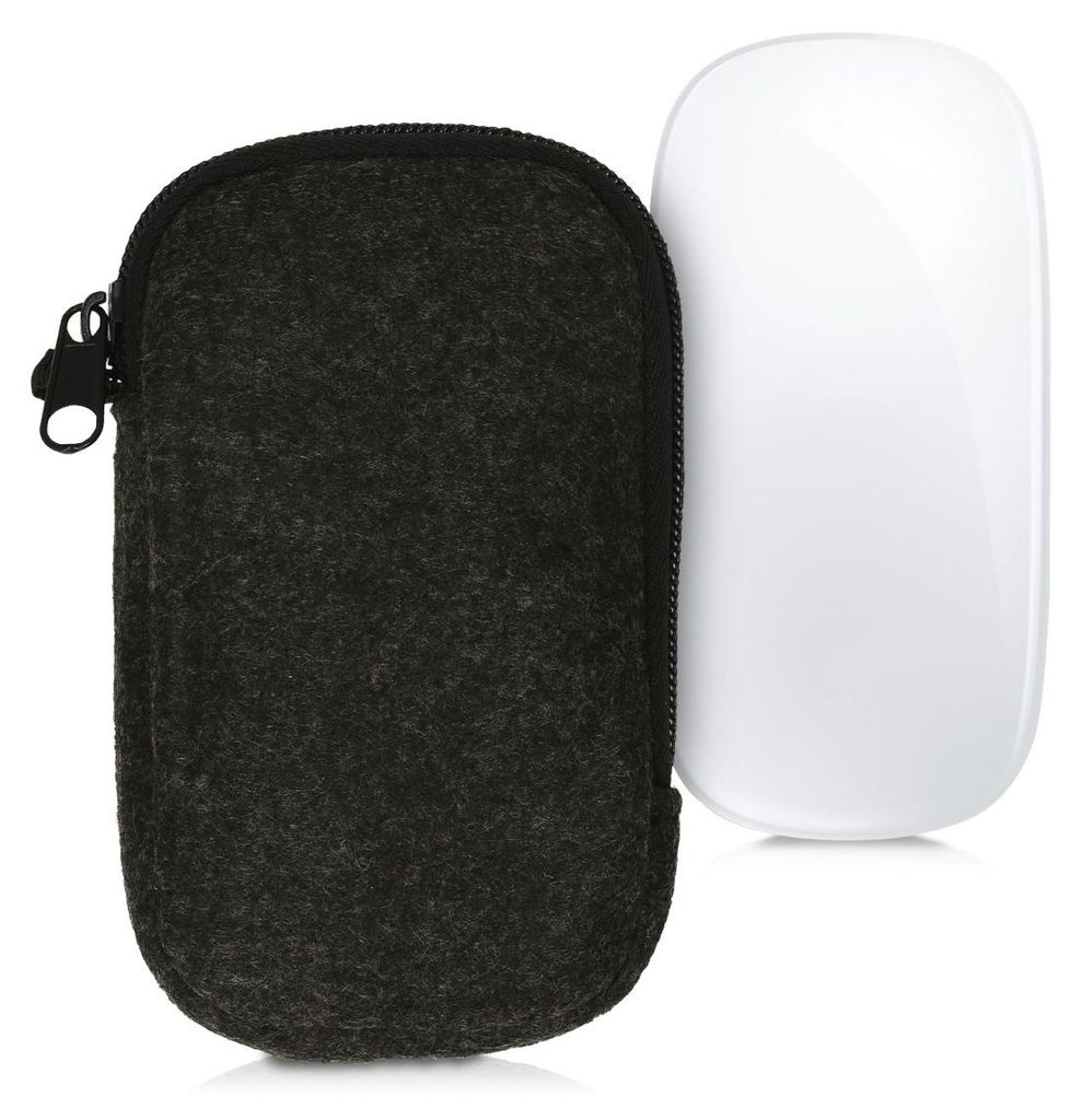 kwmobile Tasche kompatibel mit Apple Magic Mouse 1 / 2 - Filz Hülle für Computer Maus - Schutzhülle für PC Mouse Dunkelgrau