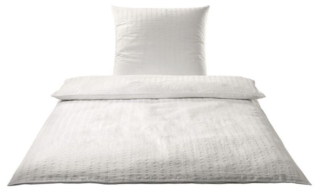 Elegante Seersucker Bettwäsche-Garnitur Chelsea 7013 Größe 40x80 155x200 cm Farbe Wollweiss