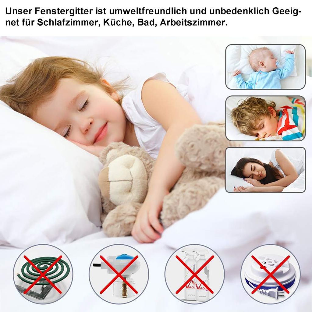 4 Stück Moskitonetze für Fenster, 130 x 150cm Fliegengitter für Fenster, Insektenschutz Fensternetz Fliegengitter (Weiß)