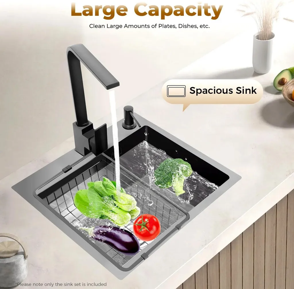 Évier Nano marron inox 201, robinet pivotant + distributeur de savon - 3
