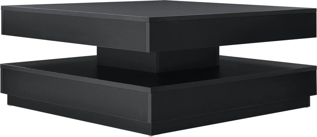 Tavolino Florenz da Salotto Nero Quadrato | Piano Girevole 76cm
