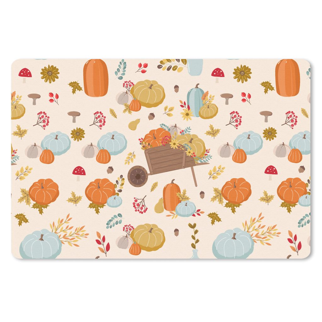 MuchoWow Mauspad Mousepad Kürbis - Kürbis - Blumen - Muster 27x18 cm - Mousepads - Maus Mat - Pad - Mausunterlage - Büroartikel - Desk Matten