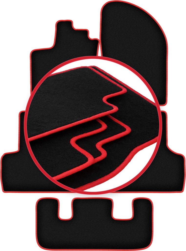 CARLUX-RED Auto-Fußmatten für: Dacia Lodgy 7-Sitzer (2012-)