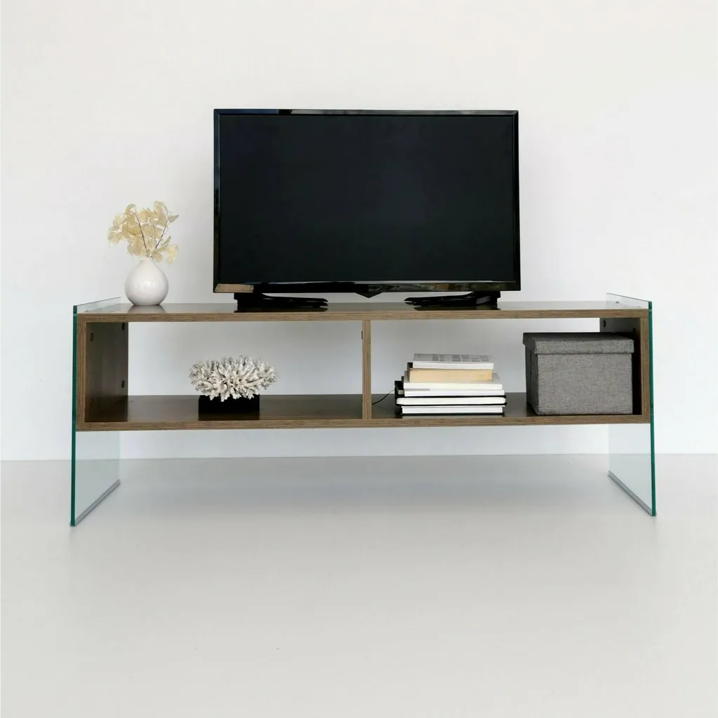 Banc TV en Noyer Marron 120 cm Winifred - Buffet Bas Multimédia