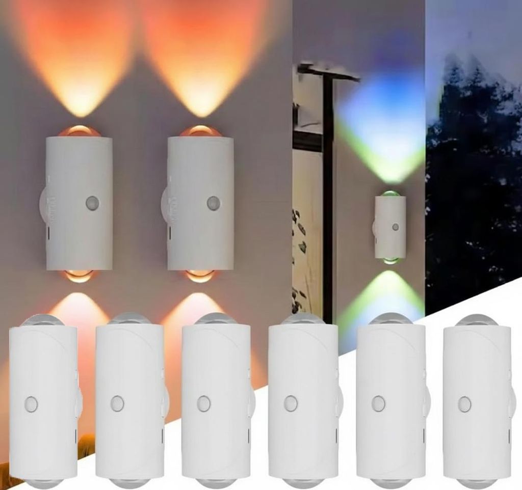 6 Stück RGB Wandleuchte mit Bewegungsmelder & Farbverlauf, Produktbild 