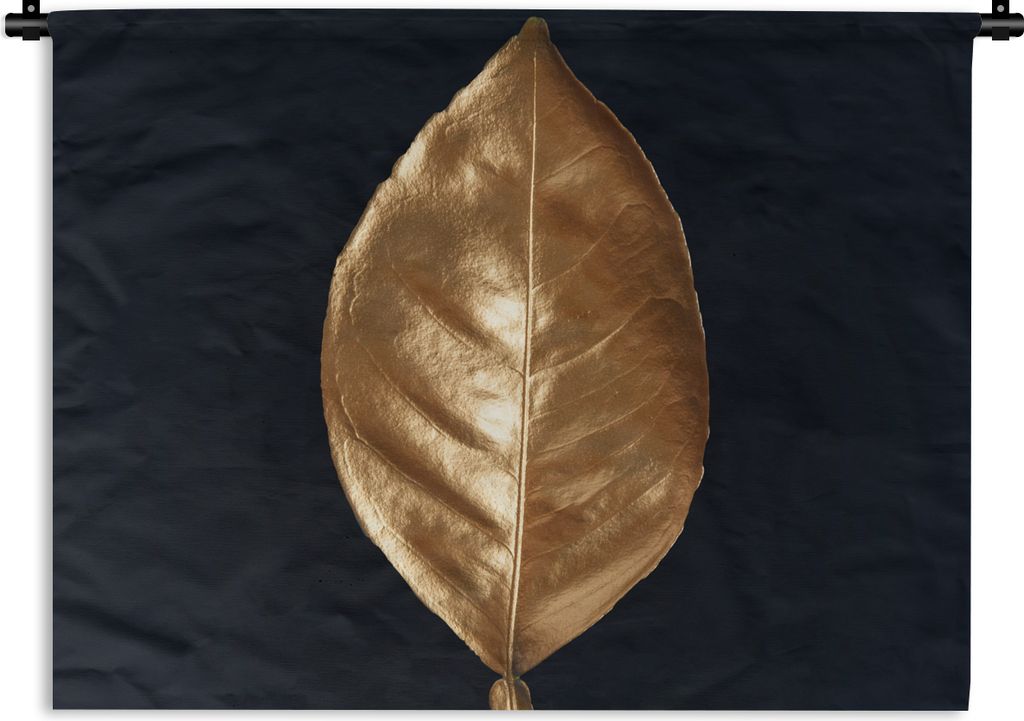 MuchoWow Wandteppich Wandbehang Blätter - Chic - Gold - Pflanzen - Schwarz 60x45 cm Tapisserie Dekoration Wandtuch - Das Schlafzimmer