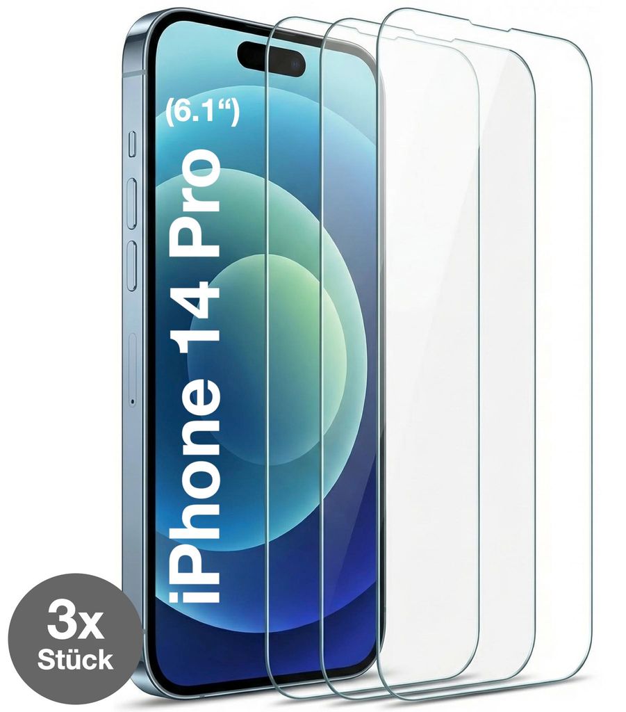 3x iPhone 14 Pro Panzerglas Panzerfolie Displayschutz Produktbild 