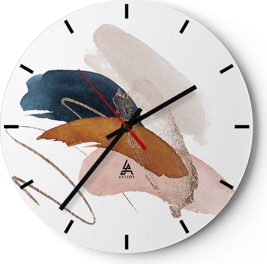 Wanduhr - Rund - Glasuhr - Die Farben Abstraktion Stück - 40x40cm - Schleichendes Uhrwerk - Lautlos - zum Aufhängen bereit - Dekoration Modern - ...