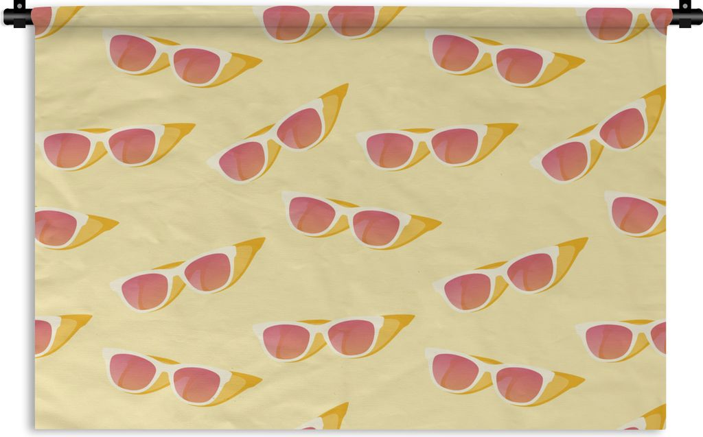 MuchoWow Wandteppich Wandbehang Sonnenbrille - Sommer - Pastell 120x80 cm Tapisserie Dekoration Wandtuch - Wanddekorationen - Wandtücher