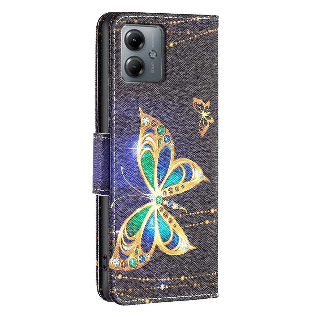 Per Motorola Moto G14 Custodia in libro portafoglio telefono cellulare Motif 4 casi di copertura